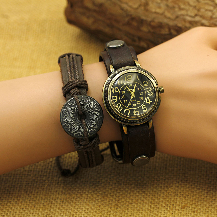 Vintage Digital Watch - Antique bronze digital Couples Bracelet Watches