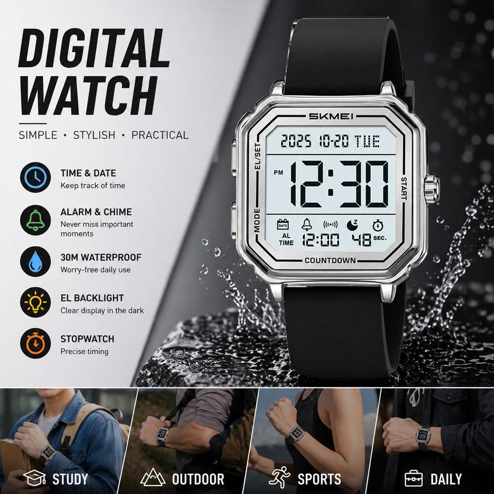 Vintage Digital Watch - Vintage Digital Watch Stainless Steel Waterproof