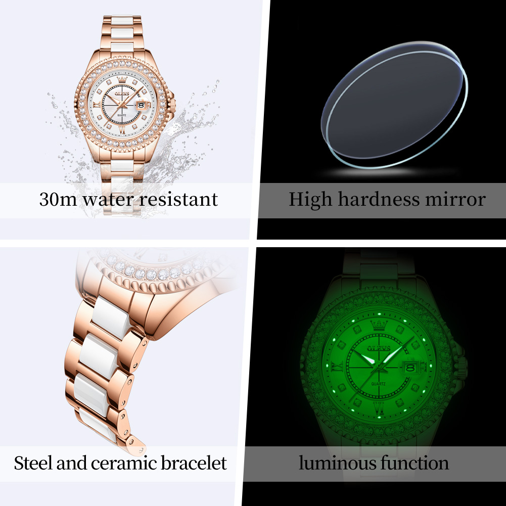 OLEVS 3685 Luxury Women's Watc - đánh giá và giá Luxury Ceramic Watch