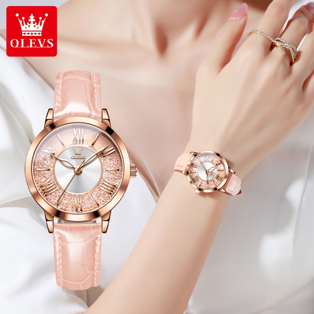 OLEVS Original Pink Leather Wa - đánh giá và giá Vintage Digital Watch