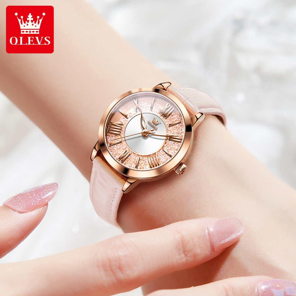 OLEVS Original Pink Leather Wa - đánh giá và giá Vintage Digital Watch