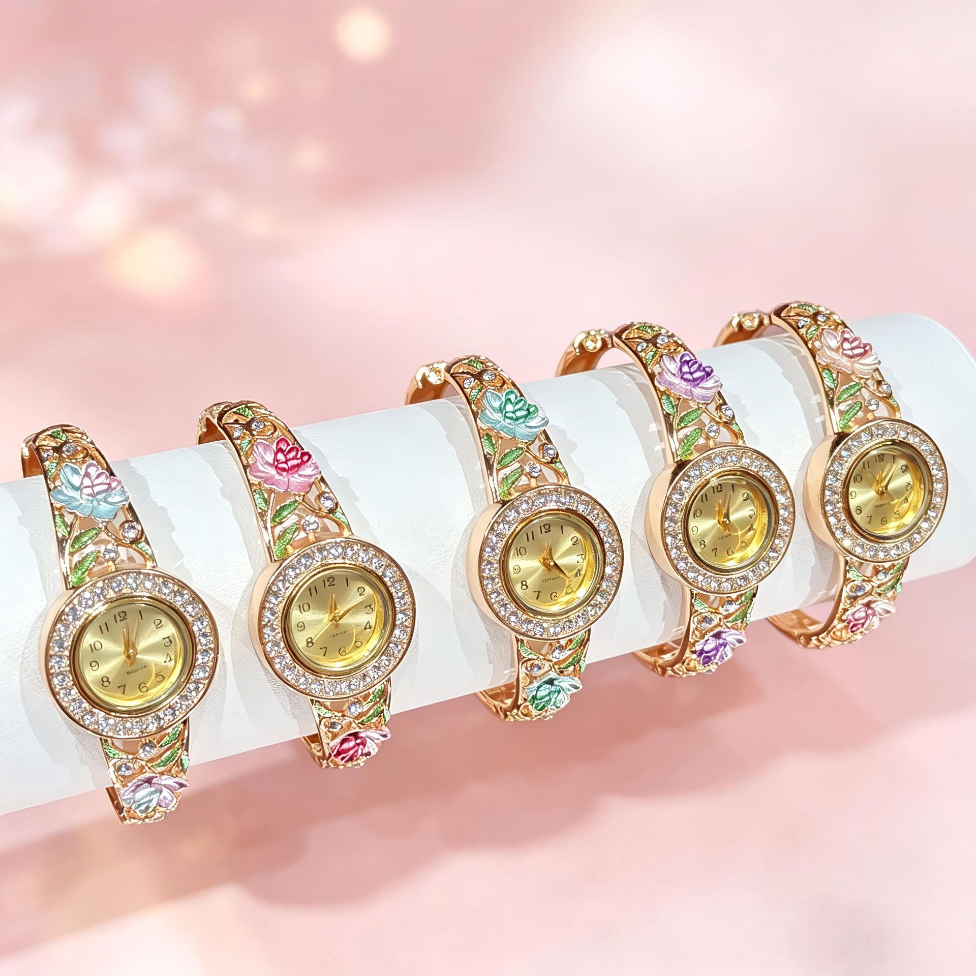 Vintage Gold Enamel Flower Wri - đánh giá và giá Vintage Digital Watch