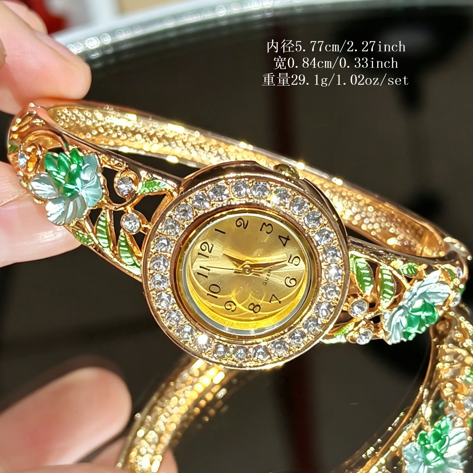 Vintage Gold Enamel Flower Wri - đánh giá và giá Vintage Digital Watch