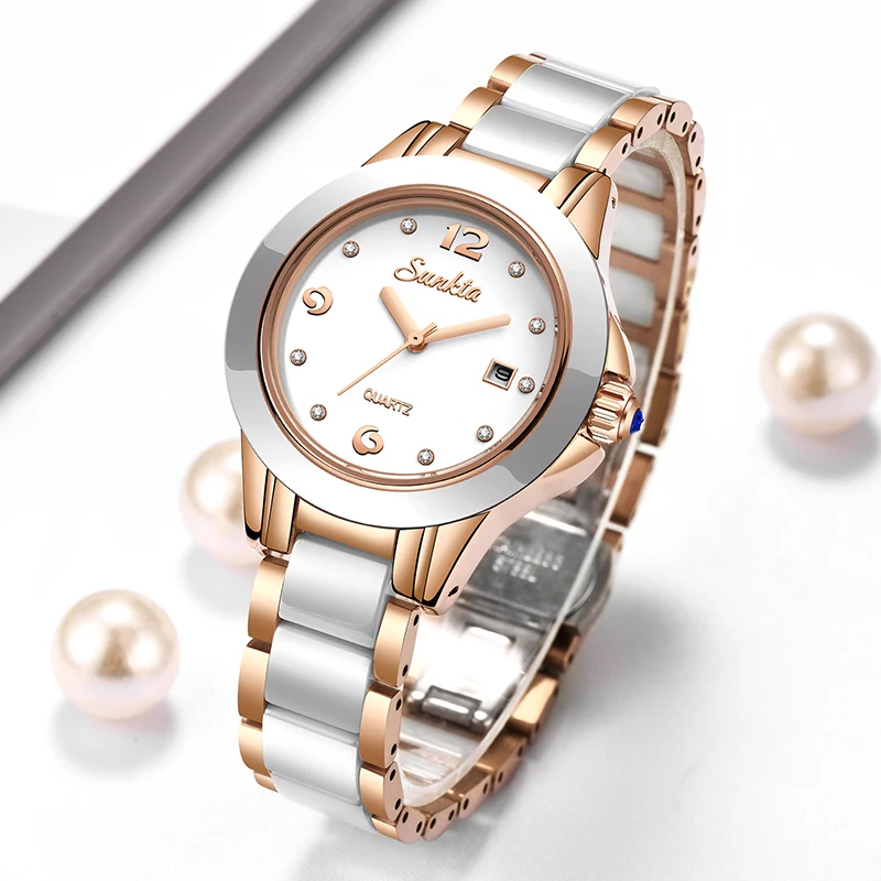 Sunkta Fashion Casual Quartz W - đánh giá và giá Luxury Ceramic Watch