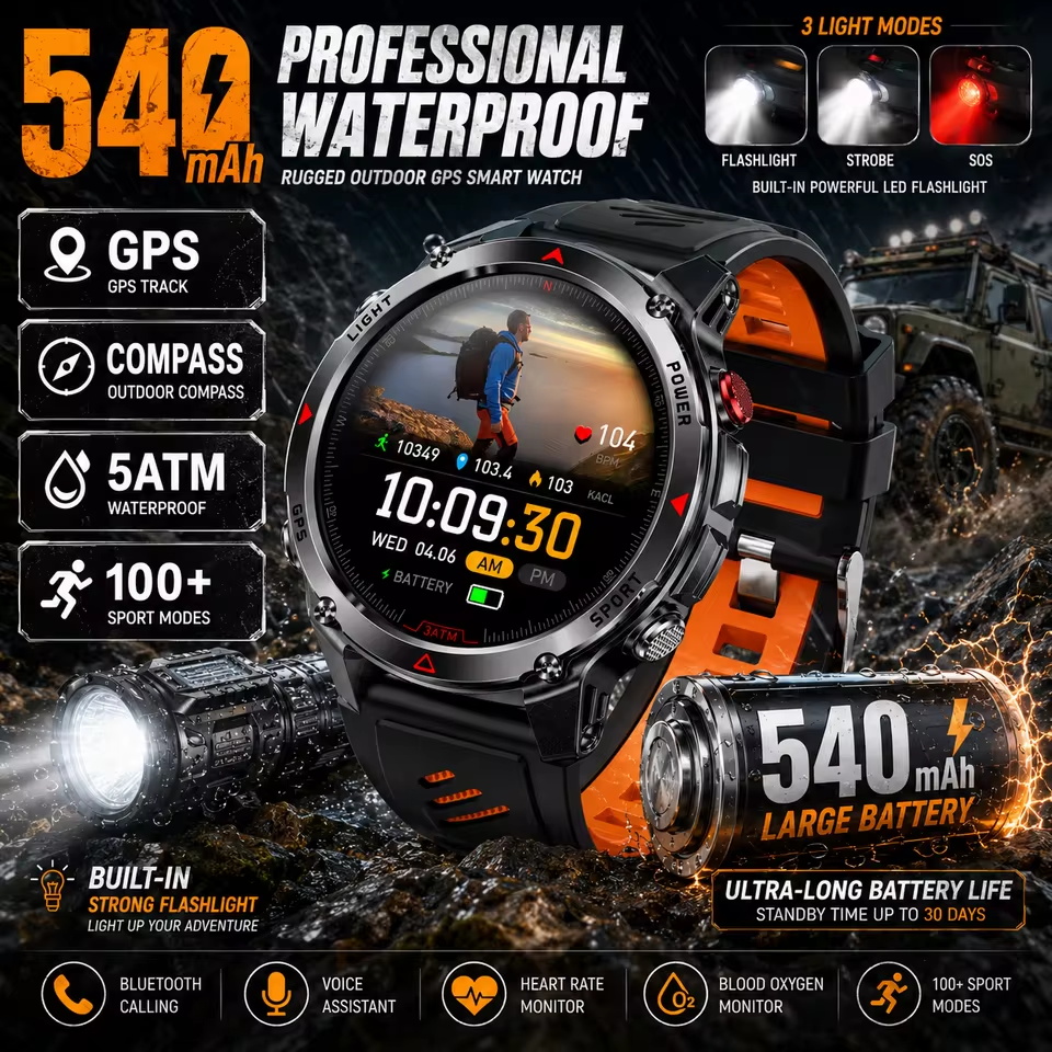 Military 540mAh GPS Smart Watc - đánh giá và giá Altimeter Compass Watch
