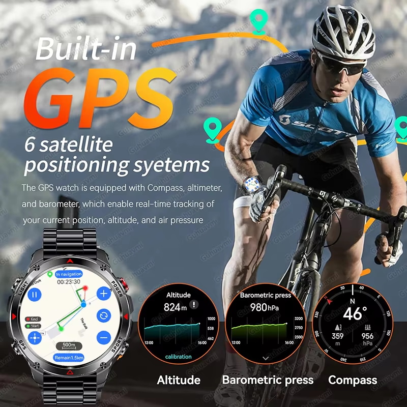 Military 540mAh GPS Smart Watc - đánh giá và giá Altimeter Compass Watch